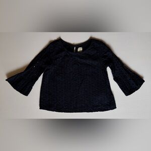 Baby Gap Navy Eyelet Design Bell Sleeve Blouse 3T EUC